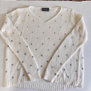 WOODEN SHIPS V-Neck Polka Dot Pullover Sweater Size S (Bx 20)